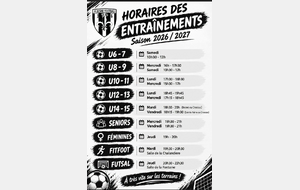 Horaires des entrainements